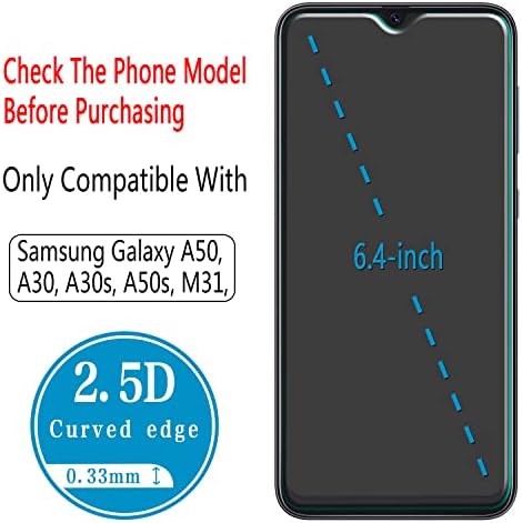 HPTech (2 Csomag) Edzett Üveg Samsung Galaxy A50, a30-as, A30s, A50s, M31 képernyővédő fólia, 9H Keménység, Buborék