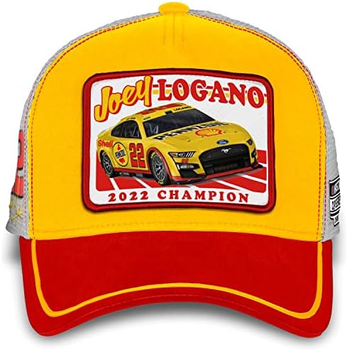 Joey Logano Team Penske, Sárga, Piros 2022 NASCAR Cup Series Bajnoka Autó Javítás Snapback Sapka Állítható