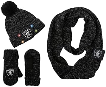FOCO NFL női Nfl Csapat Logo Női Csillám Kötött, Hideg Időjárás Set - Kesztyű, Sál, Sapka