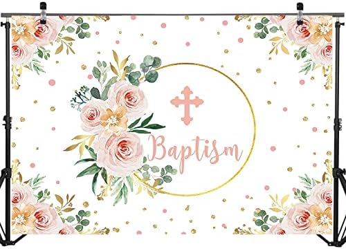 Mocsicka Keresztelő Baba Zuhany Hátteret Lányok Virágos Keresztelő Szertartás Dekoráció Isten Áldja Cross Első szentáldozás