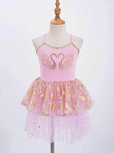 Aislor Lányok Toll Hattyú Balett Tütü Ruha Sequin Kombiné Csillogó Szoknyás Dressz Teljesítmény Balerina Dancewear