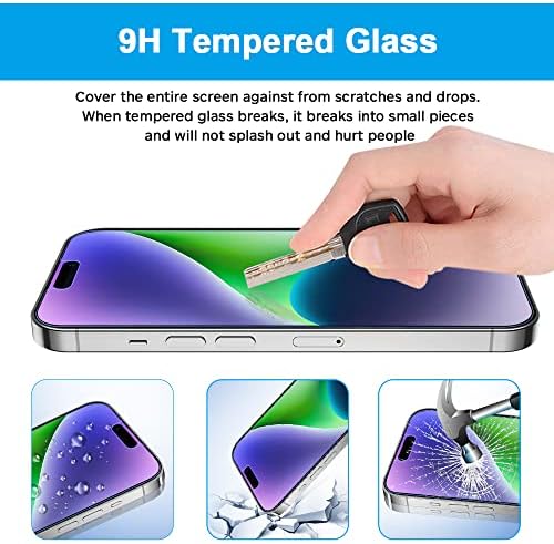 ÜVEG-M [2 Csomag] Anti-Kék Fény képernyővédő fólia iPhone 14 Pro (6.1 Colos), Anti-Vakító fény Edzett Üveg, Kék-fény