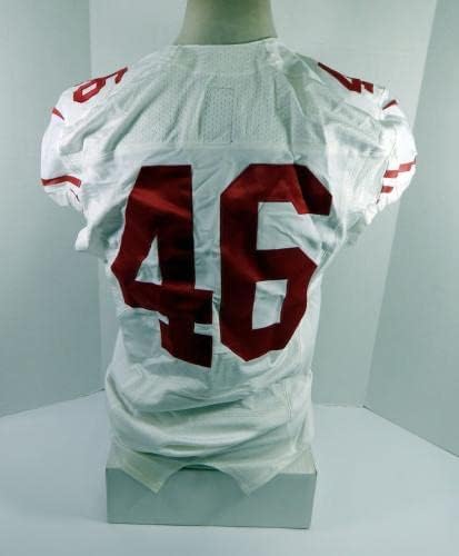 2014-ben a San Francisco 49ers Derek Fuvarozó 46 Játék Kiadott Fehér Jersey 44 DP34759 - Aláíratlan NFL Játék Használt