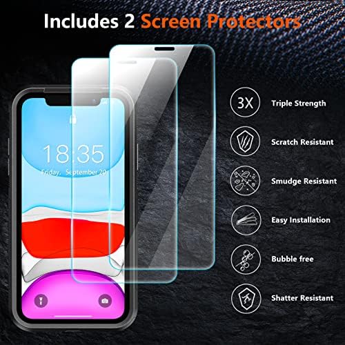 SPIDERCASE Ütésálló iPhone 11 Esetben,[10 FT Katonai Csepp Védelem],2 db[Edzett Üveg kijelző Védő fólia+Kamera Lencséjét