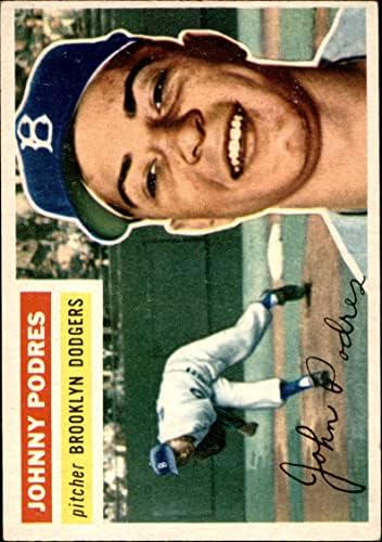 1956 Topps 173 GRY Johnny Podres Brooklyn Dodgers (Baseball Kártya) (Szürke Vissza) EX Dodgers
