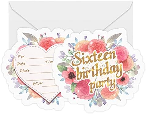 Szülinapi Meghívókat a Lányok, Édes Tizenhat 16. Születésnapi Party Kellékek, 20 Kérd meg a borítékokat, Rózsaszín Garland