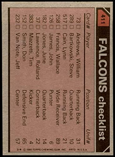 1980 Topps 411 Falcons Vezetők & Lista William Andrews/Wallace Ferenc/Rolland Lawrence/Don Smith Atlanta Falcons (Foci