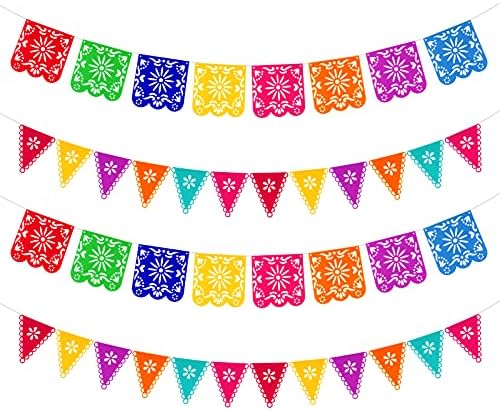Qpout 4 Db Halottak Napja Bannerek, Színes, Mexikói Papírt Picado Banner Fiesta Party Dekoráció, Cinco de Mayo Party