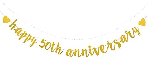 XIAOLUOLY Arany Glitter Boldog 50-ik Évfordulóját Banner,Előre Felfűzve,50 házassági Évforduló Parti Dekoráció Sármány