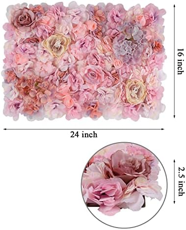 A virág Fal Panel Készlet, U'Artliens Mesterséges Fal Virág Hátteret 24x16 Hüvelykes 3D Selyem Hortenzia, Rózsa, Virágos