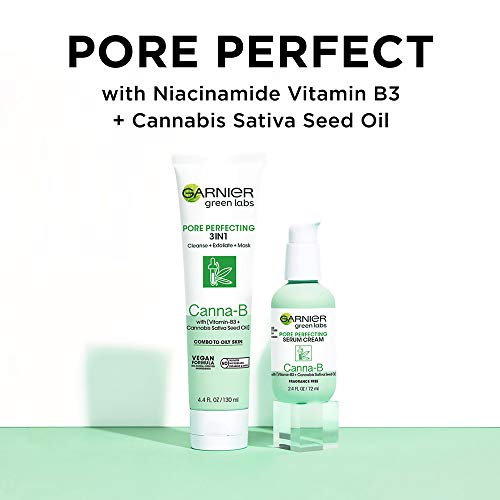 Garnier SkinActive Zöld Labs Canna-B Pórusok Tökéletesítése 3-in-1 Arcát Mossa Exfoliator Maszkot, Niacinamid a B3-Vitamin