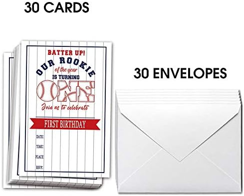 ukebobo 1. Szülinapi Meghívókat a Borítékok – Első Szülinapi Tésztát Fel Baseball Meghívást, Baseball-Meghívók– 30 Kártyák