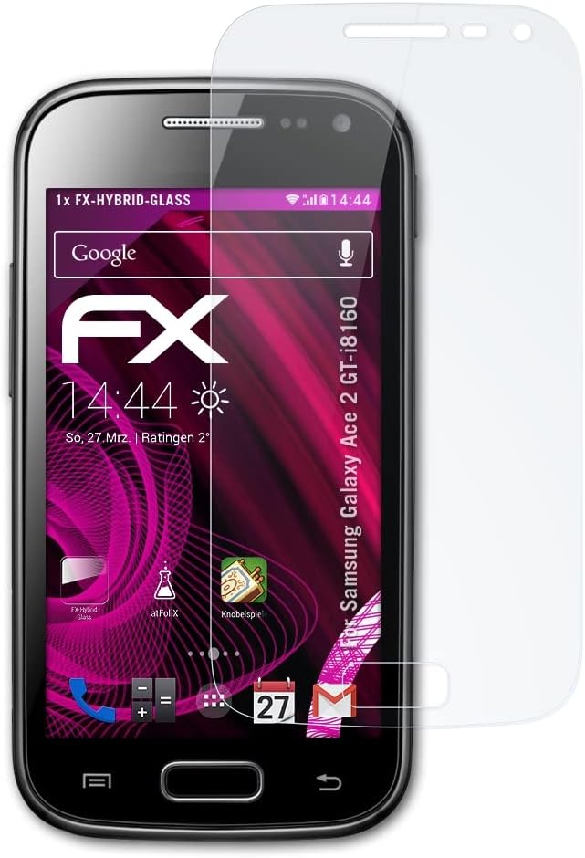 atFoliX Műanyag Üveg Védőfólia Kompatibilis Samsung Galaxy Ace 2 GT-i8160 Üveg Protector, 9H Hibrid-Üveg FX Üveg kijelző