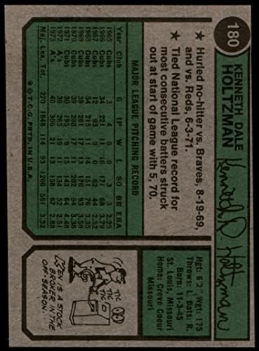 1974 Topps 180 Ken Holtzman Oakland Athletics (Baseball Kártya) Dean Kártyák 5 - EX Atlétika