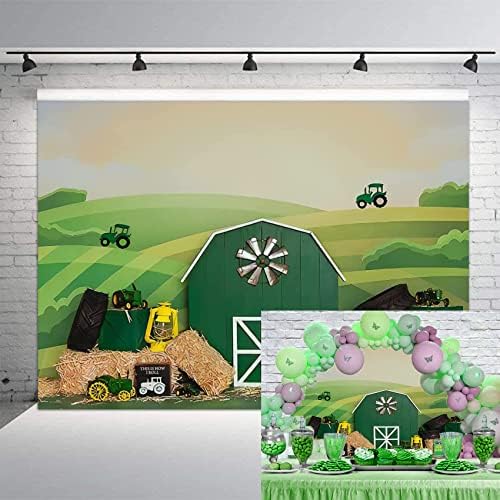 5x3FT Zöld Traktor Témájú Karikatúra Farm Hátteret, Szülinapi Parti kellék Fiú Lány Boldog Szülinapot Fél Banner Zöld