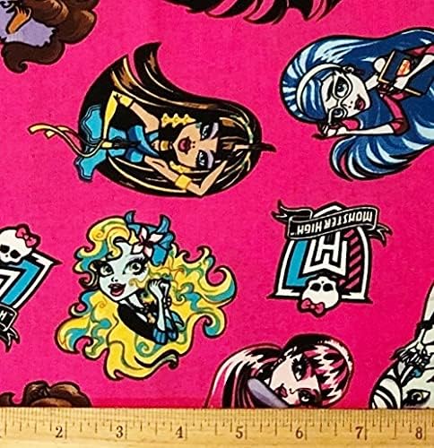 Kövér Negyed - Monster High Babák a Forró Rózsaszín Pamut Szövet - 18 x 22 Kövér Negyed
