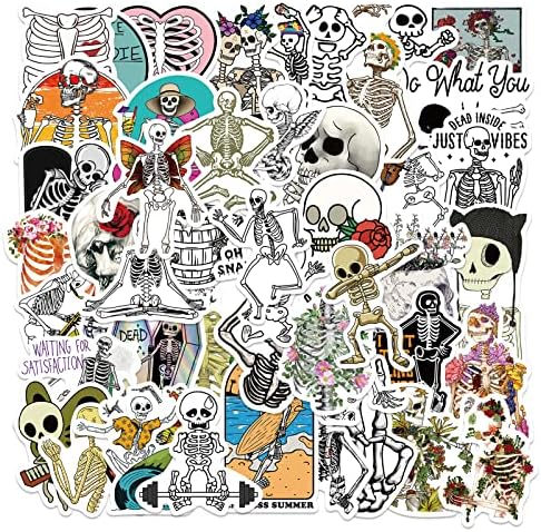 50 Pack Cartoon Art Koponya Matricák, Halloween Vinyl Matricák Vízálló Matricák Laptop, Üveg Víz, Telefon, Gördeszka
