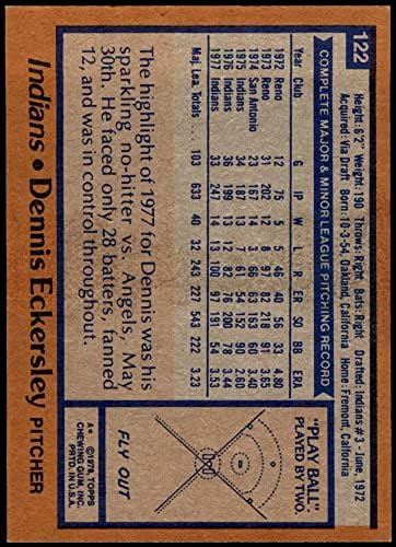1978 Topps 122 Dennis Eckersley Cleveland indians (Baseball Kártya) NM+ Indiánok