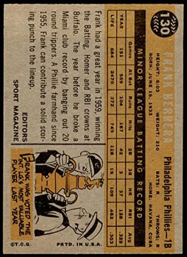 1960 Topps 130 Újonc Csillag Frank Herrera Philadelphia Phillies (Baseball Kártya) EX+ Phillies