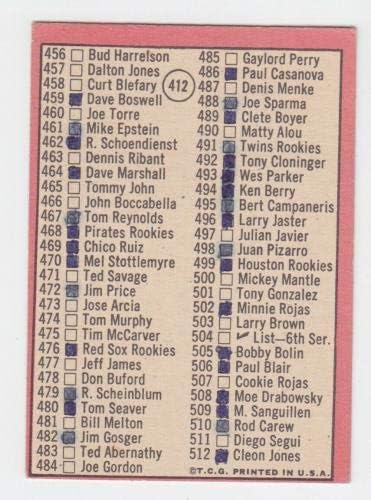 1969 Topps 412 5. Sorozat Lista Mickey Mantle Baseball Vg/Ex - Asztalon Baseball Kártyák