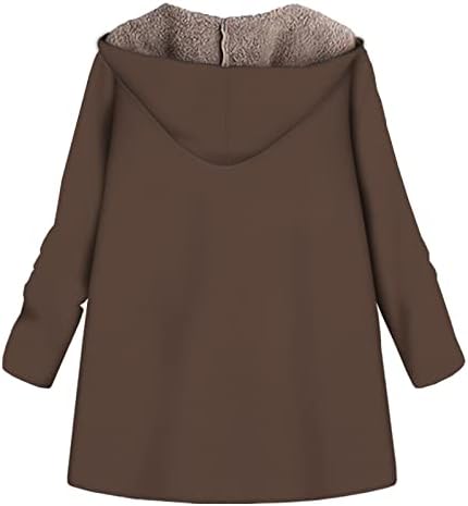 Női Plus Size Hosszú Kabát Bélelt Polár Téli Kabát, Hosszú Ujjú Alkalmi Fuzzy Laza Outwear a Zseb Felső