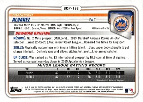 2020 Bowman Chrome Kilátások Baseball BCP-198 Francisco Alvarez Előre Újonc Kártya - 1. Bowman Chrome Kártya