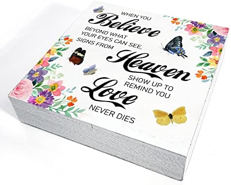 Hiszem, Mennyei Szerelem Fa Doboz Jel lakberendezés Rusztikus Pillangók Virágos Tavasz, Nyár Fa Doboz Jel Blokk Emléktábla