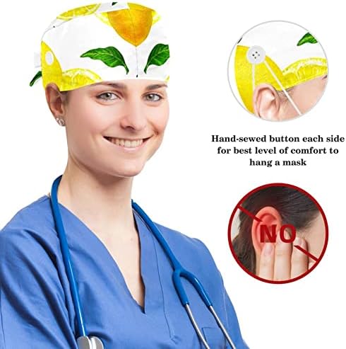 yoyoAmoy Gyümölcs-Citrus -, Citrom Sárga Nők Működik a Caps Gombokkal, Fejpánt, Állítható Műtéti Sapka