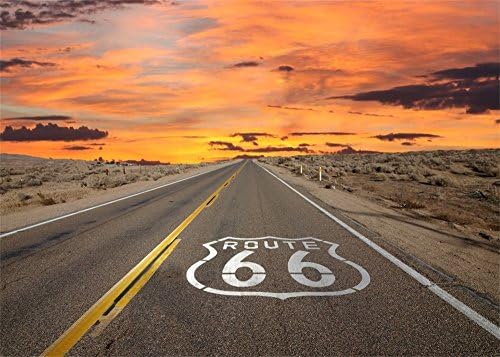 Leowefowa 7X5FT Történelmi US Route 66 Hátteret Vinil Alkonyat Naplemente Fénye Arizona Autópálya-Tájkép Fotózás Háttér