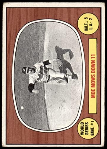 1967 Topps 151 1966-Os World Series - Játék 1 - Moe Nyírja Le 11 Moe Drabowsky Baltimore/Los Angeles-i Orioles/Dodgers