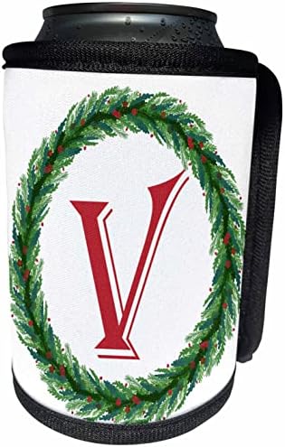 3dRose Karácsonyi Koszorú Monogram V Piros Kezdeti, SM3DR - Lehet Hűvösebb Üveg Wrap (cc_353365_1)