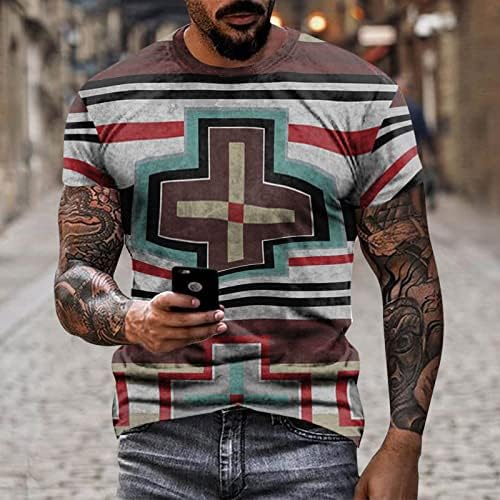ZHDD Katona Rövid Ujjú T-shirt Mens Fashion Street 3D Azték Grafikus Divat Póló Max Retro Izom Alkalmi Tshirt Neki A