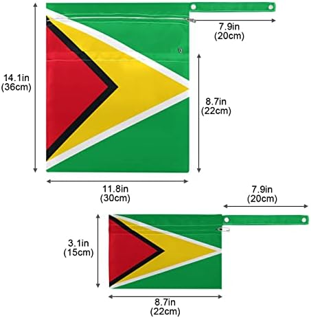 ZZXXB Guyana Zászló Vízálló Nedves Újrafelhasználható Táska ruha Pelenka Nedves-Száraz Táska Cipzáras Zseb Utazási Beach